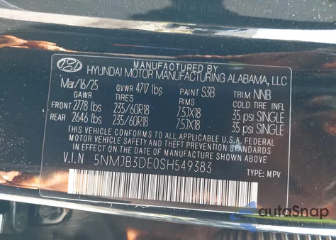 2025 Hyundai Tucson Sel from USA, damaged, VIN 5NMJB3DE0SH549383